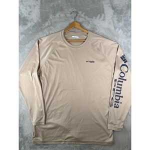 Columbia PFG Shirt Men's XL Tall Tan Long Sleeve Terminal Tackle Performance